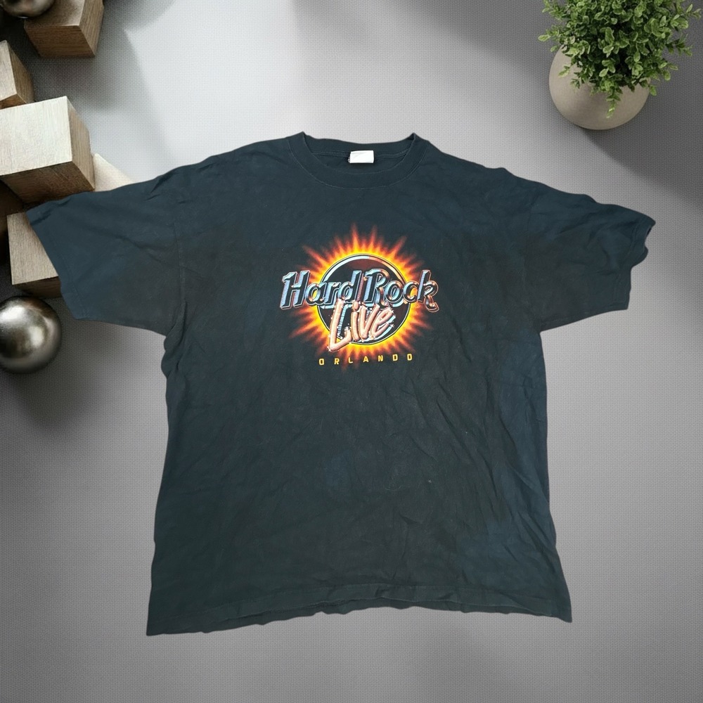 Vintage Hard Rock Live Orlando T Shirt Black Y2K Boxy Fit Streetwear 1711